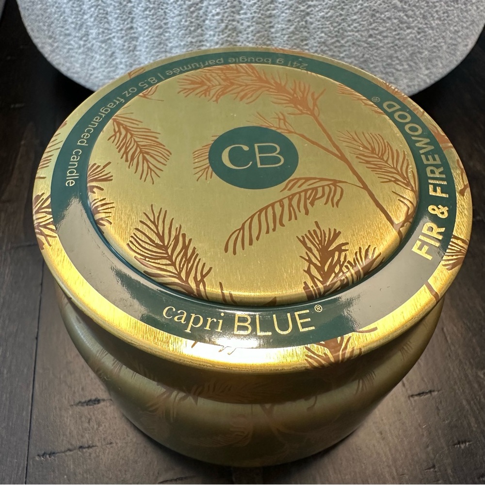 NWT Anthropologie Capri Blue Woody Fir & Firewood Tin Candle - Picture 5 of 8